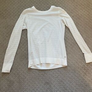 Lululemon Athletica White Perforated Long Sleeve Top